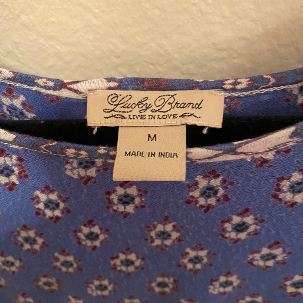Lucky Brand Blue Boho Pattern Split Back Long Sle… - image 7